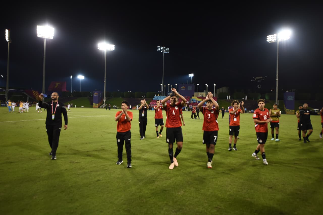 فرحة المنتخب الوطني تحت 17 سنة بعد التعادل مع فنزويلا بعشرة لاعبين