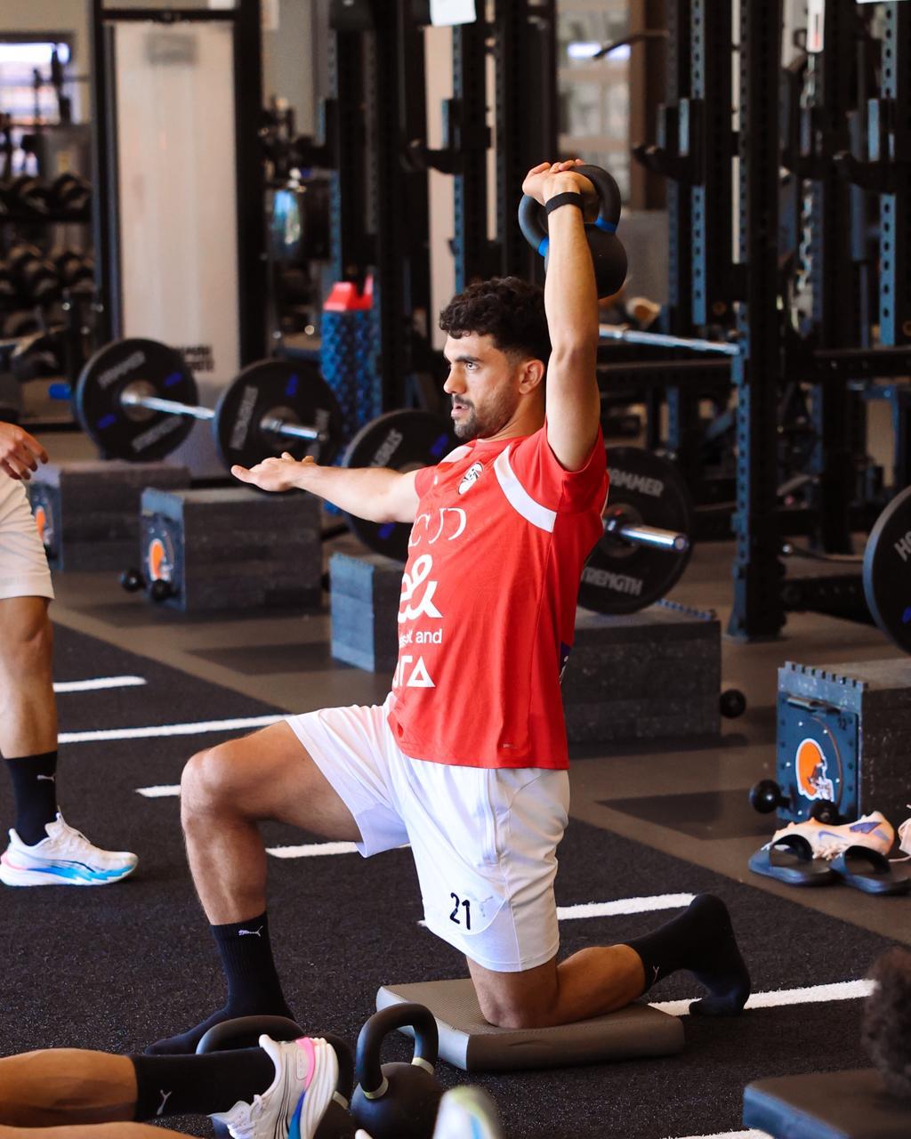 بالصور: تدريبات في الجيم لمنتخب مصر استعداداً لودية البرازيل