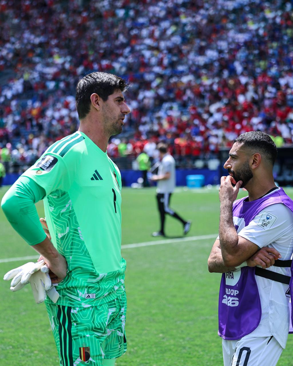 بالصور.. لاعبو والجهاز الفني لمنتخبنا الوطني بعد التعادل مع بلجيكا