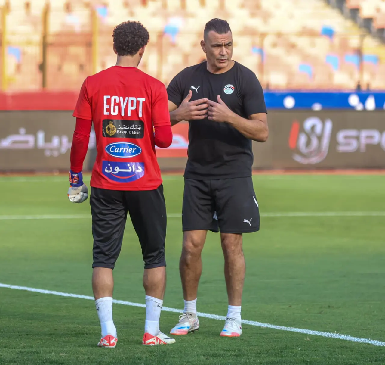 احماء منتخب مصر المشارك في كأس العرب قبل لقاء الجزائر