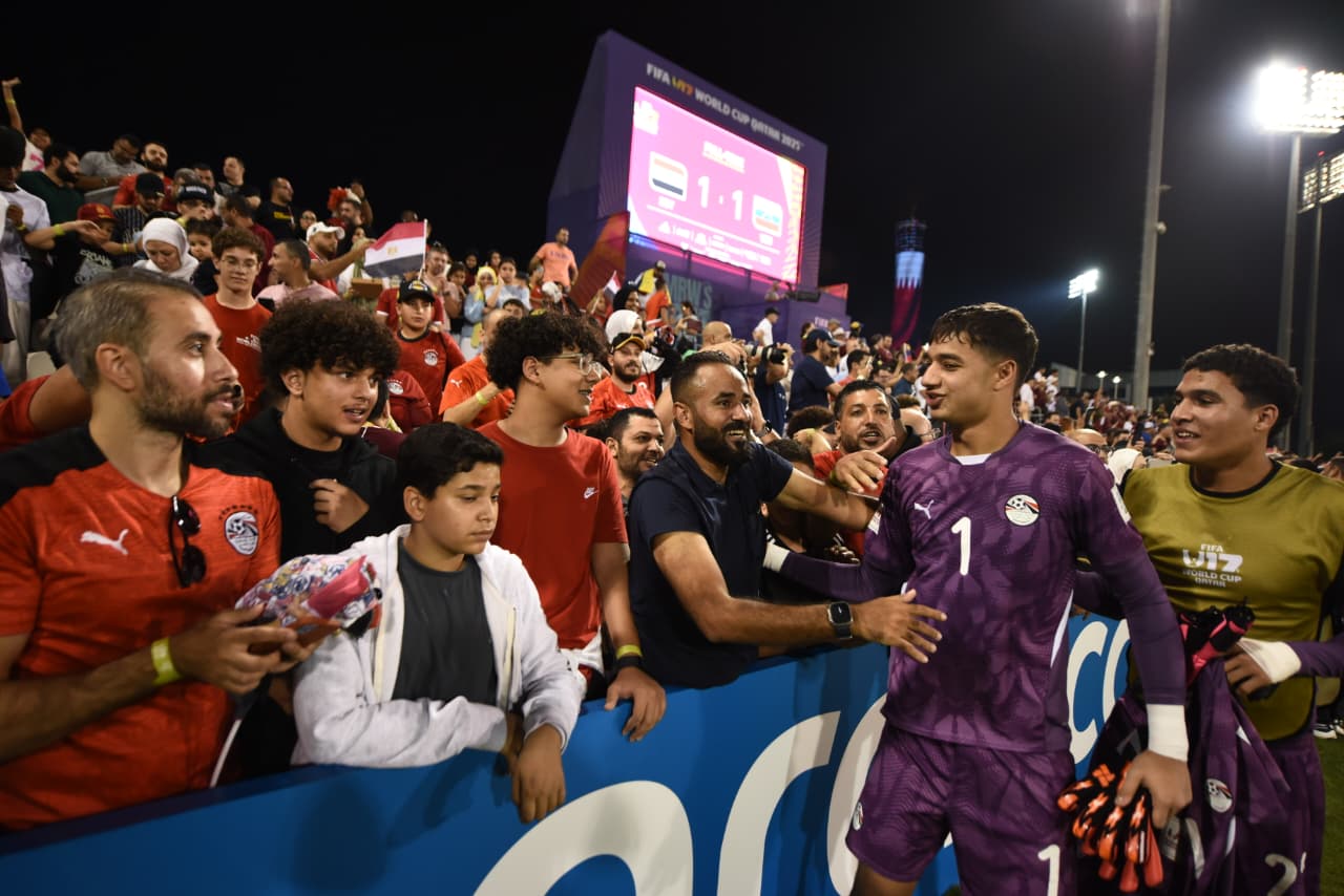 فرحة المنتخب الوطني تحت 17 سنة بعد التعادل مع فنزويلا بعشرة لاعبين